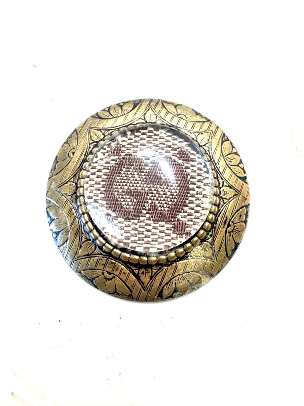 32 mm GG Brooch with Authentic Gucci Monogram Canvas